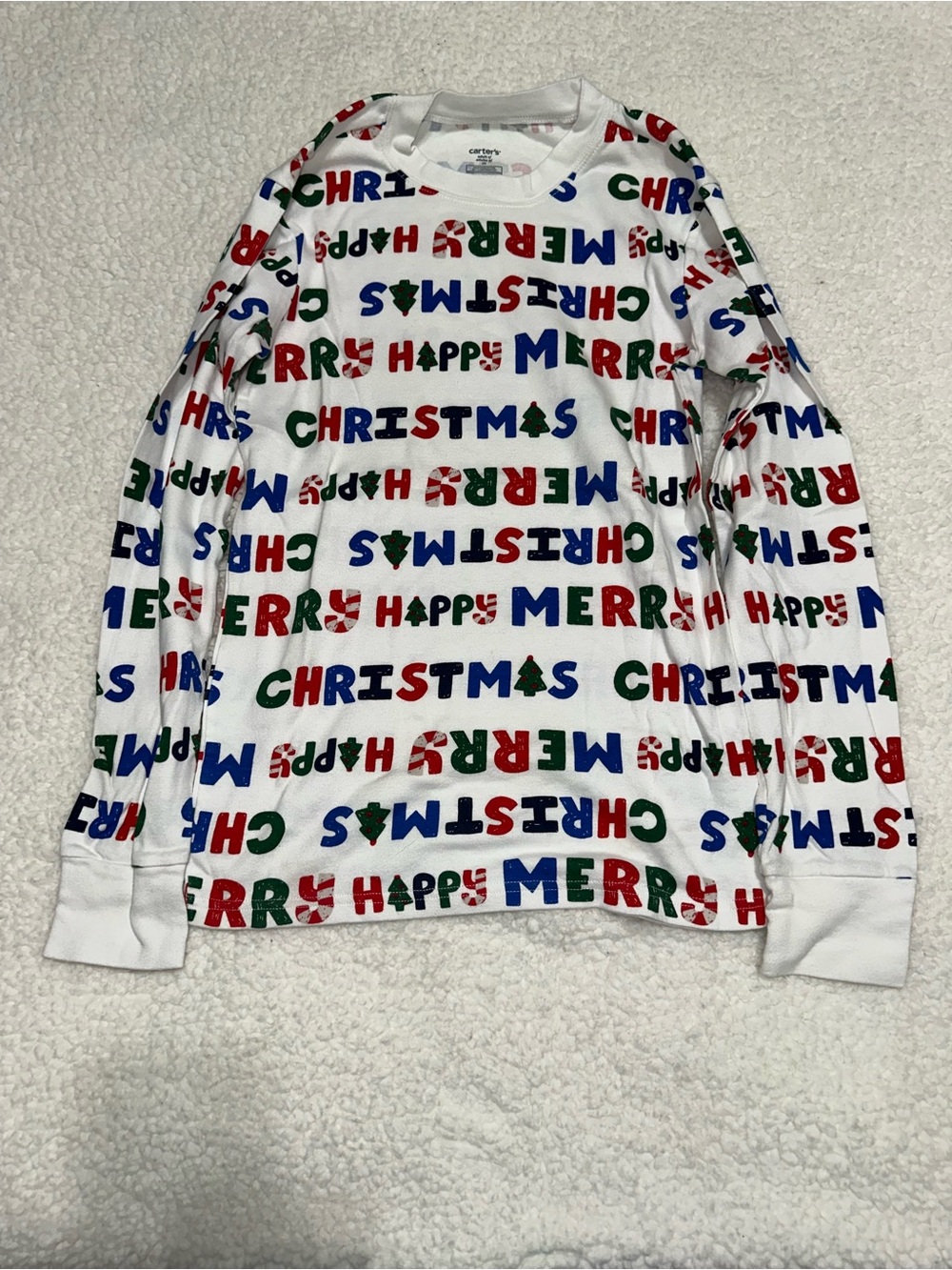 Carter's White Long Sleeve Pajama Top with Multicolor Print